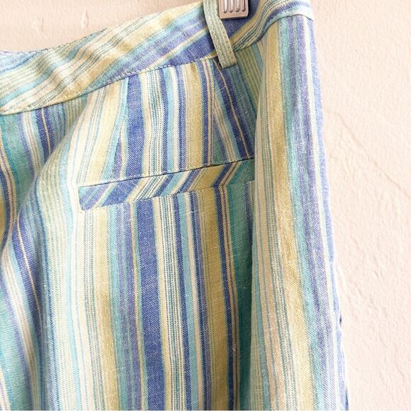 Norm Thompson Linen Blend Wide Leg Striped Cropped Pants Size 14 - Picture 9 of 11